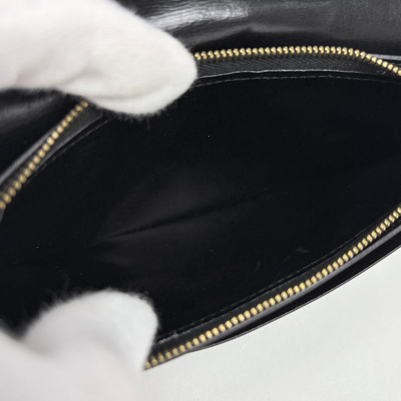 Hermes Saumur Diane Cadena Bifold Long Wallet Leather Black 〇Z Ladies