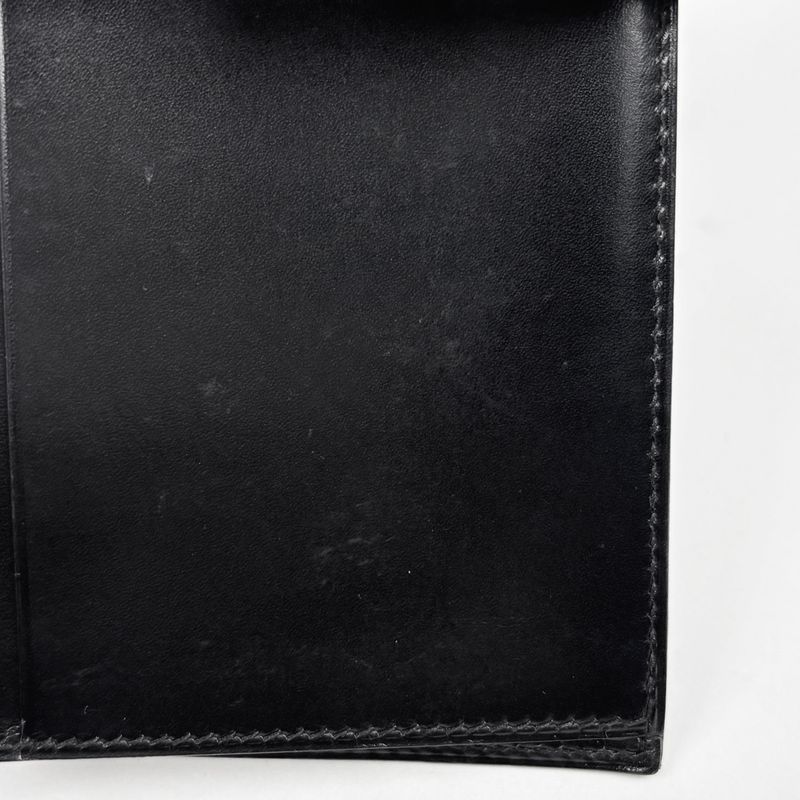 Hermes Saumur Diane Cadena Bifold Long Wallet Leather Black 〇Z Ladies