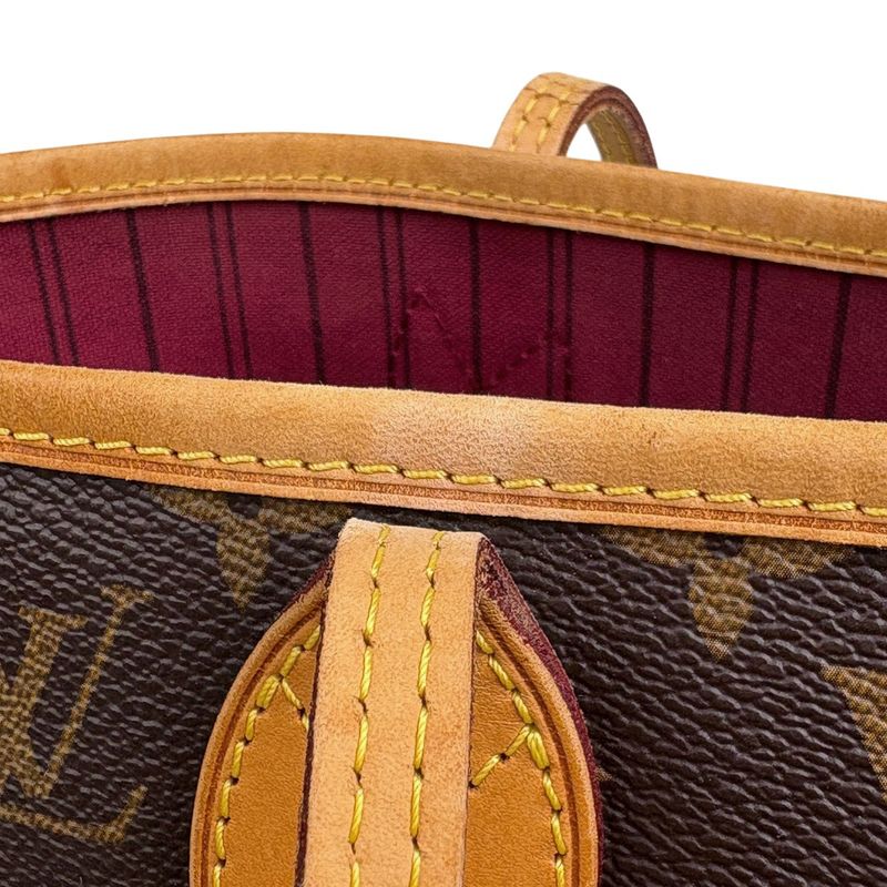 Louis Vuitton Neverfull MM Handbag Tote Bag Monogram Brown Fuchsia (pink)