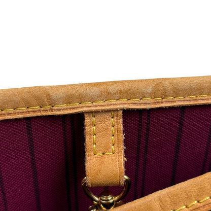 Louis Vuitton Neverfull MM Handbag Tote Bag Monogram Brown Fuchsia (pink)
