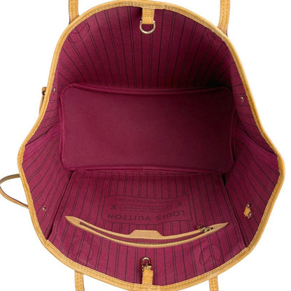 Louis Vuitton Neverfull MM Handbag Tote Bag Monogram Brown Fuchsia (pink)