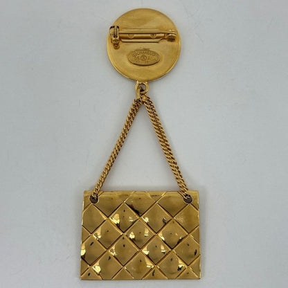 Chanel Cocomark Brooch Matelasse Cambon Swing Brooch GP Gold Ladies