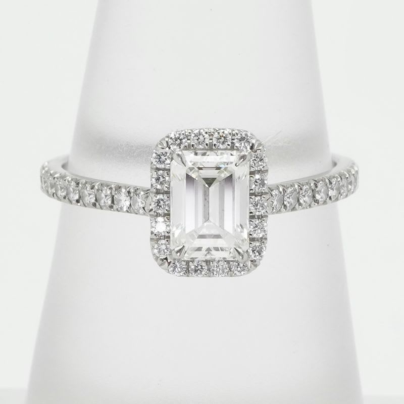 Tiffany & Co Emerald Cut Engagement Ring Diamond Platinum Band