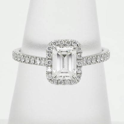 Tiffany & Co Emerald Cut Engagement Ring Diamond Platinum Band