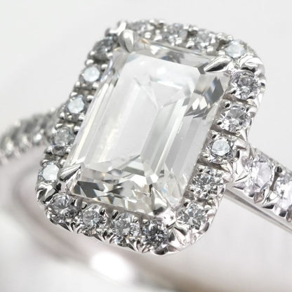 Tiffany & Co Emerald Cut Engagement Ring Diamond Platinum Band
