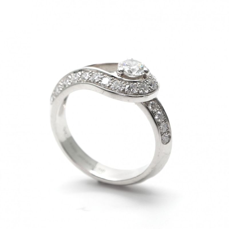 Van Cleef & Arpels Couture Ring Pt950 Silver Diamond Ring Engagement Ring