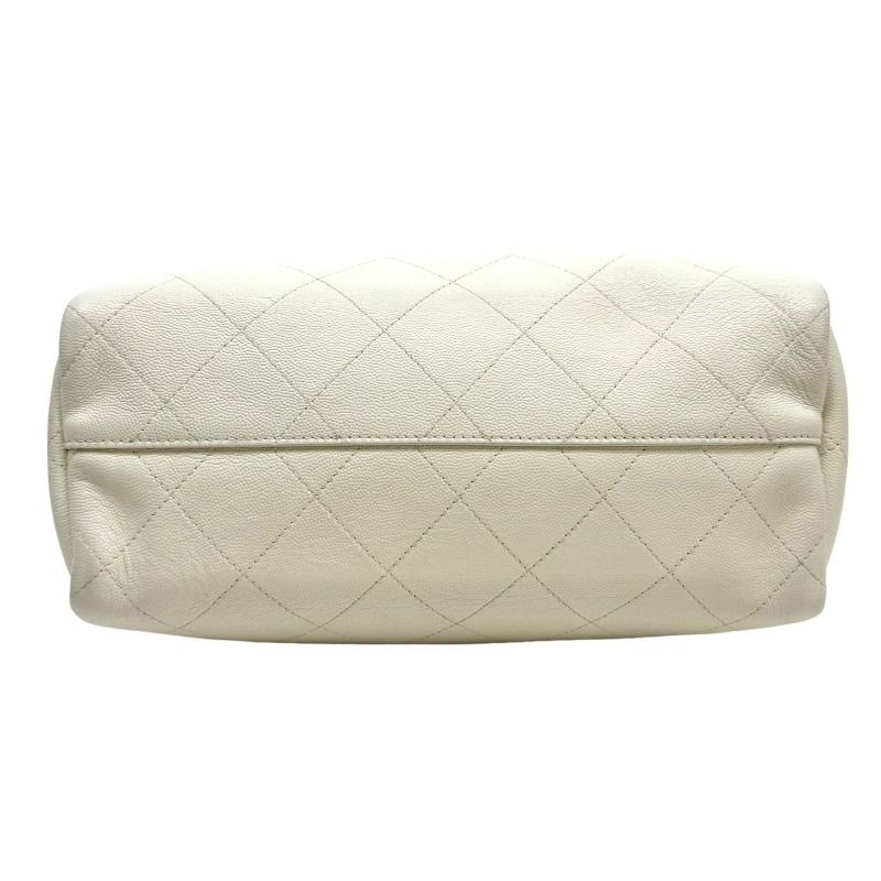 Chanel Matelasse Bag Tote Bag Shoulder Bag Caviar Skin White Silver Hardware