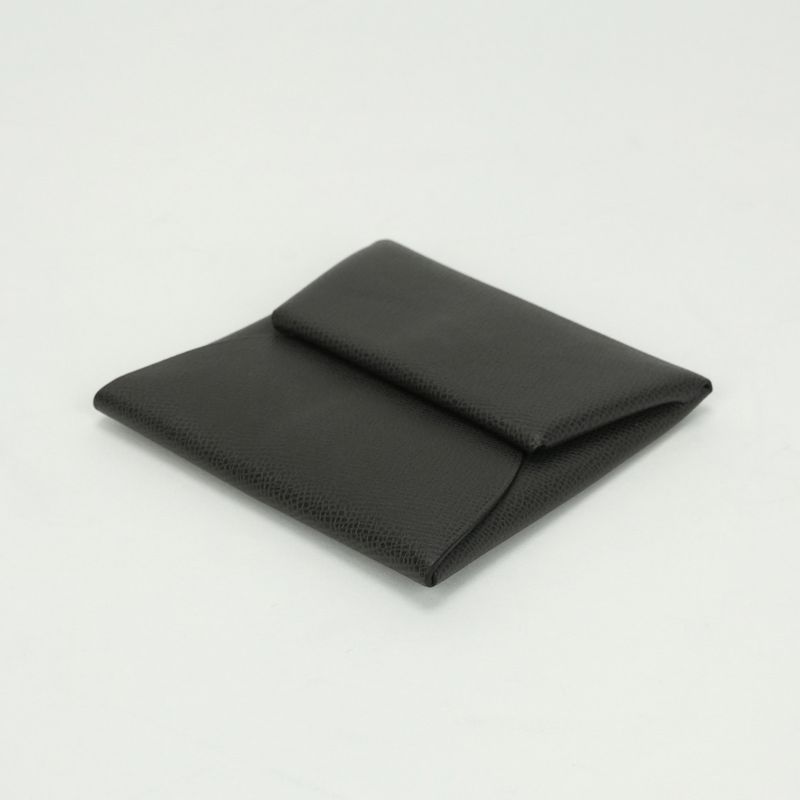 Hermes Bastia Wallet Coin Case Coin Purse Madame Gray Silver Hardware Vaux