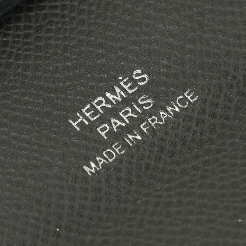 Hermes Bastia Wallet Coin Case Coin Purse Madame Gray Silver Hardware Vaux