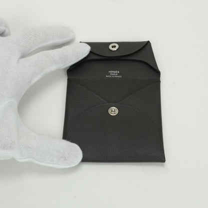 Hermes Bastia Wallet Coin Case Coin Purse Madame Gray Silver Hardware Vaux