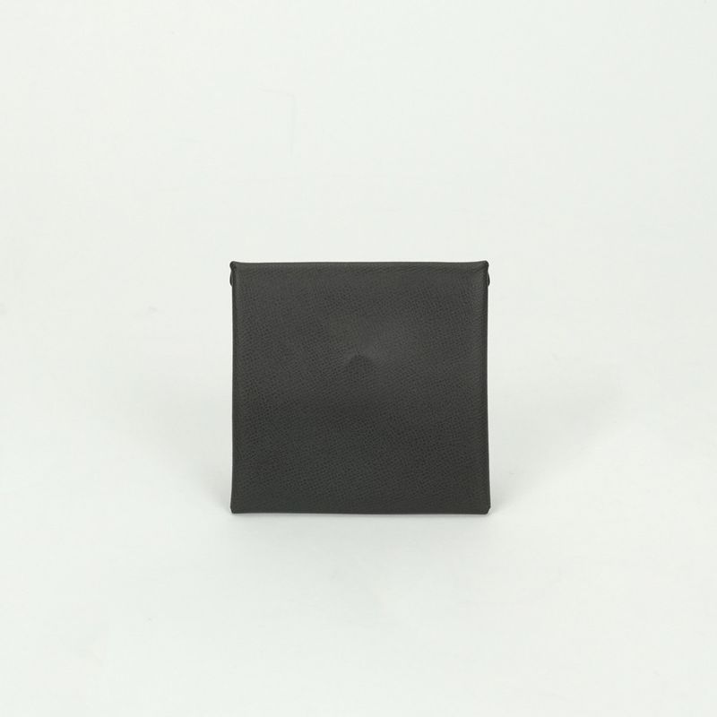 Hermes Bastia Wallet Coin Case Coin Purse Madame Gray Silver Hardware Vaux