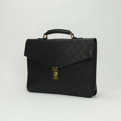 Chanel Bicolore Bag Business Bag Briefcase Caviar Skin Black Gold Hardware