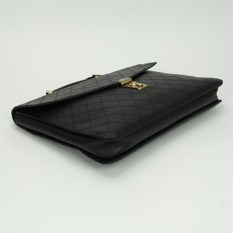 Chanel Bicolore Bag Business Bag Briefcase Caviar Skin Black Gold Hardware