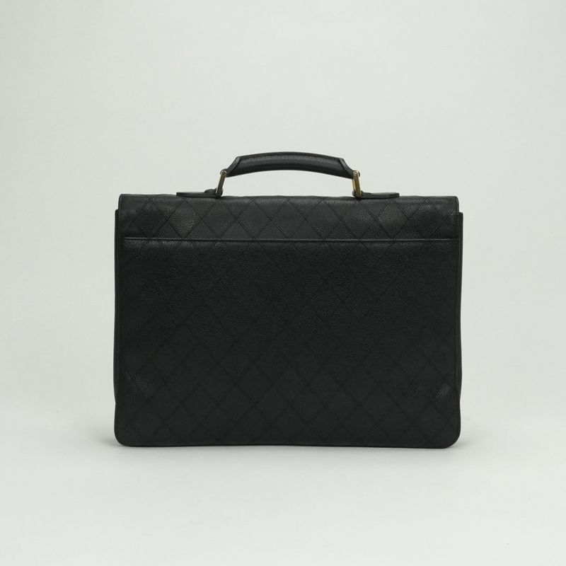 Chanel Bicolore Bag Business Bag Briefcase Caviar Skin Black Gold Hardware