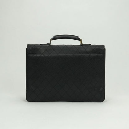 Chanel Bicolore Bag Business Bag Briefcase Caviar Skin Black Gold Hardware
