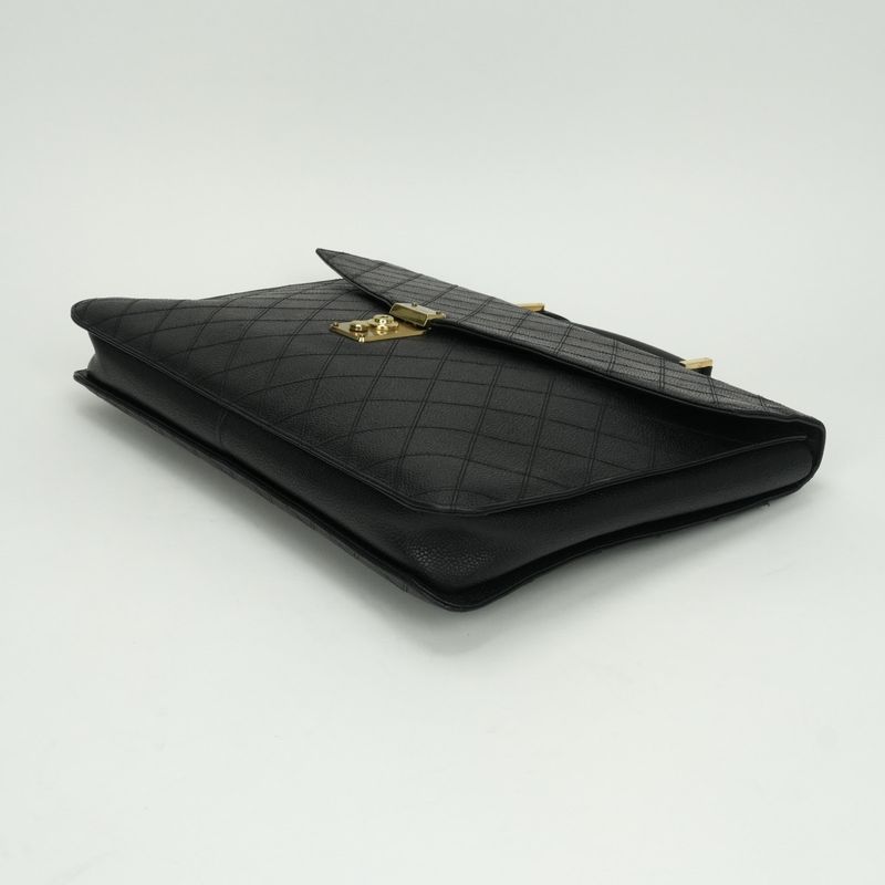 Chanel Bicolore Bag Business Bag Briefcase Caviar Skin Black Gold Hardware