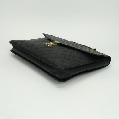 Chanel Bicolore Bag Business Bag Briefcase Caviar Skin Black Gold Hardware