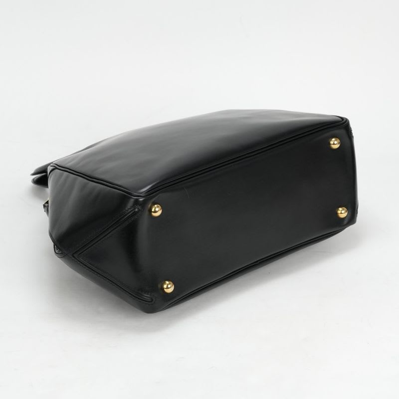 Hermes Bag Tote Box Calf Noir Black Gold Hardware Handbag Vintage Antique