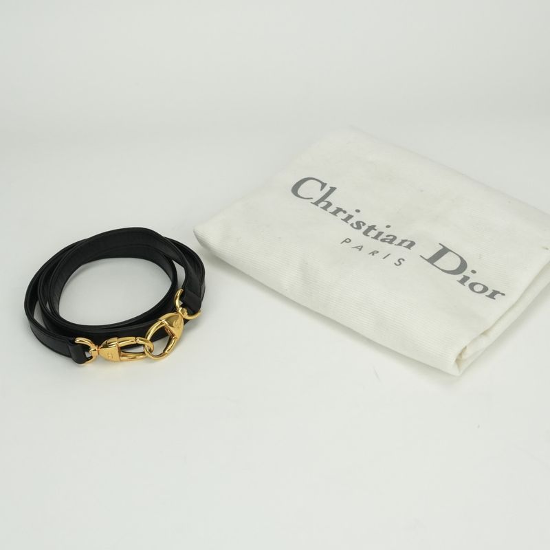 Christian DIOR Large LADY DIOR Cannage Bag Tote Bag Leather Black Gold Hardware