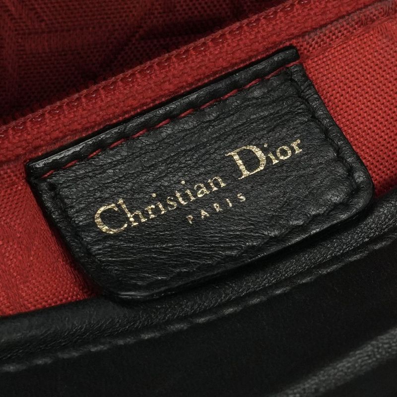 Christian DIOR Large LADY DIOR Cannage Bag Tote Bag Leather Black Gold Hardware
