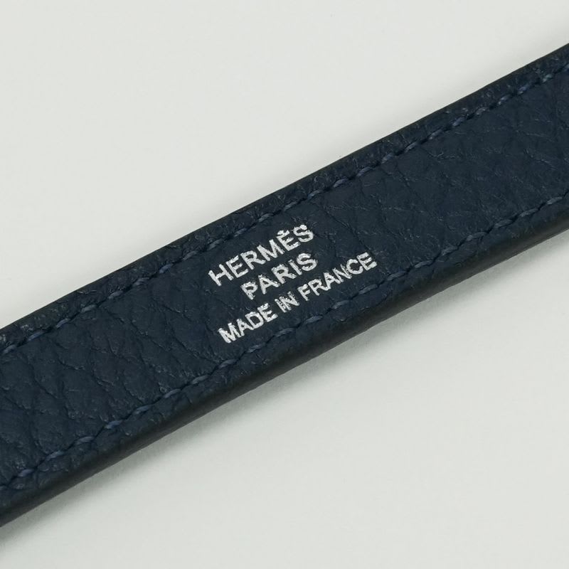 Hermes Shoulder Strap Togo Bleu Obscur Navy Blue Silver