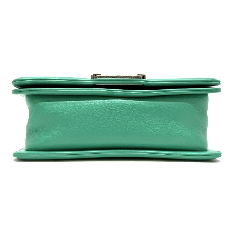 Chanel Boy Chanel Bag Shoulder Bag Calfskin Green Silver Hardware Chain