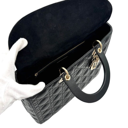 Christian DIOR LADY DIOR Large LADY DIOR Cannage Bag Tote Bag Lambskin Black