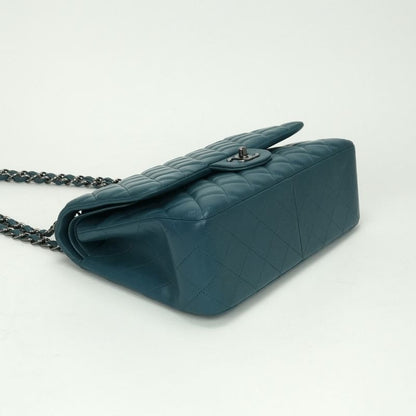 Chanel Quilted 30 big Bag Shoulder Lambskin Blue Silver