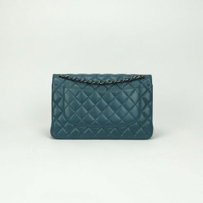Chanel Quilted 30 big Bag Shoulder Lambskin Blue Silver