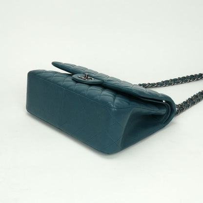 Chanel Quilted 30 big Bag Shoulder Lambskin Blue Silver