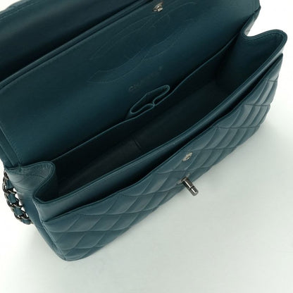 Chanel Quilted 30 big Bag Shoulder Lambskin Blue Silver