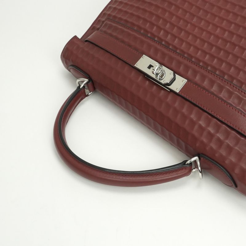 Hermes Kelly 32 Kelly 32 Bag Tote Bag Waffle Deutch Rougeh Red Silver Hardware