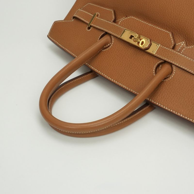 Hermes Birkin 35 Birkin 35 Verso Bag Tote Bag Ardennes Gold Natural Brown Gold