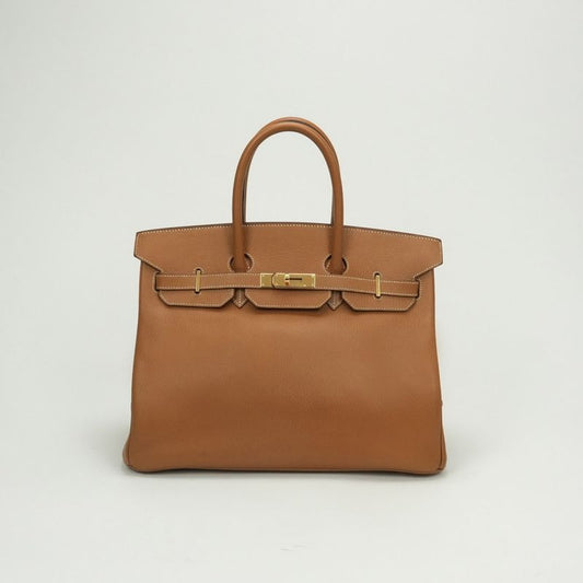 Hermes Birkin 35 Birkin 35 Verso Bag Tote Bag Ardennes Gold Natural Brown Gold