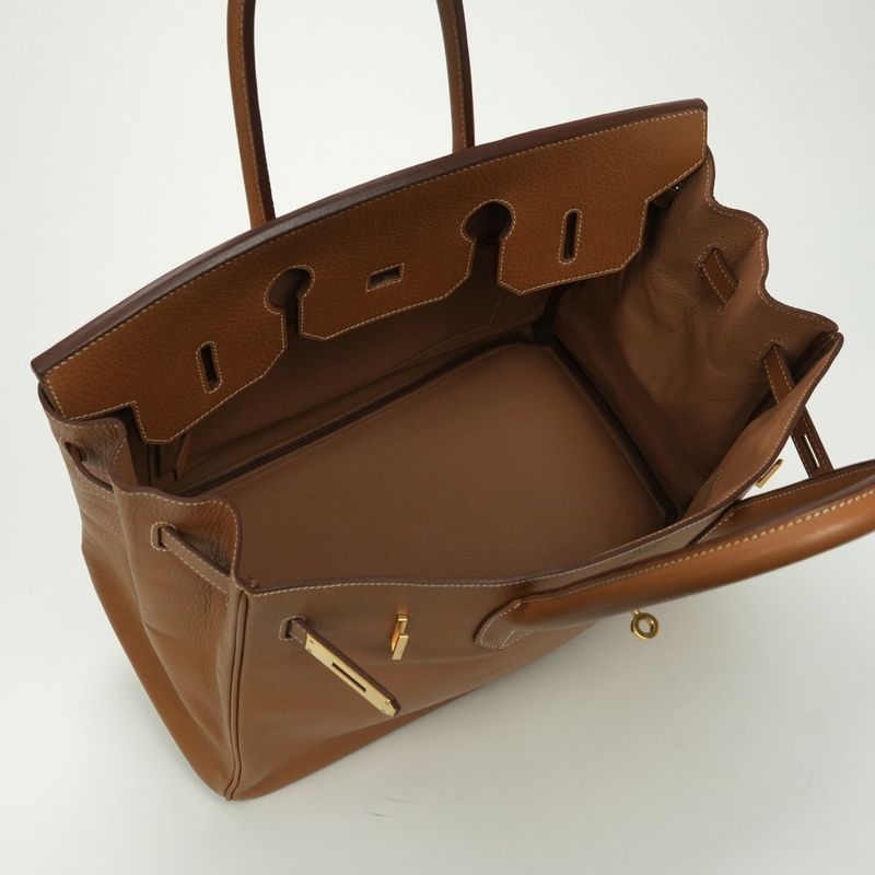 Hermes Birkin 35 Birkin 35 Verso Bag Tote Bag Ardennes Gold Natural Brown Gold