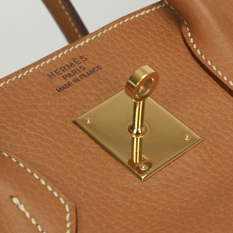 Hermes Birkin 35 Birkin 35 Verso Bag Tote Bag Ardennes Gold Natural Brown Gold