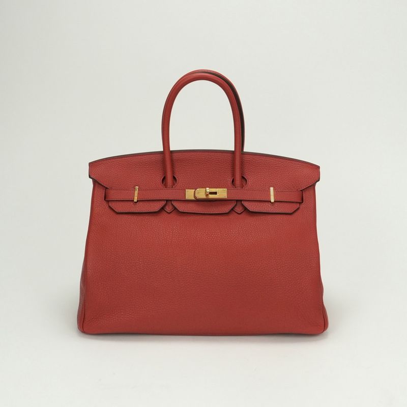 Hermes Birkin 35 Birkin 35 Bag Tote Bag Togo Vermillion Red Gold Hardware