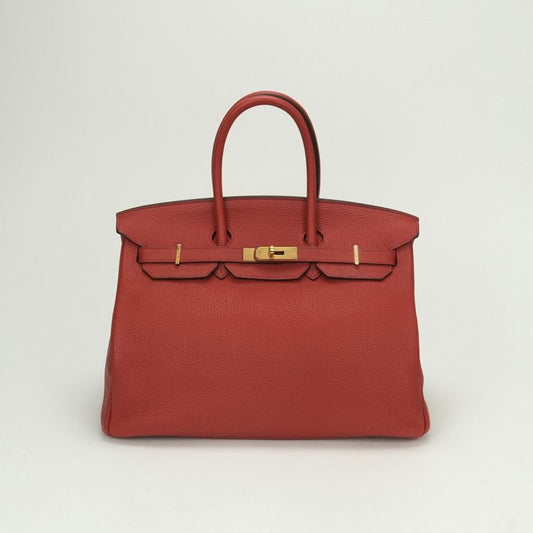 Hermes Birkin 35 Birkin 35 Bag Tote Bag Togo Vermillion Red Gold Hardware