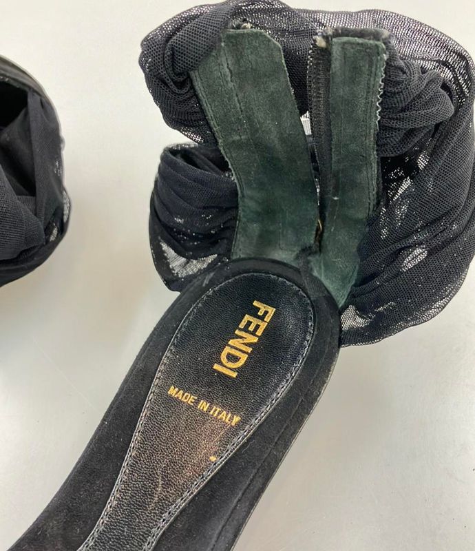 Fendi Ankle Strap Sandals Flat Women's SIZE 37 (24cm (9.45in)) Fendi