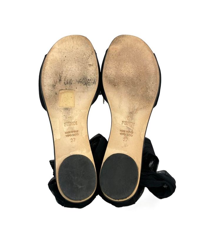 Fendi Ankle Strap Sandals Flat Women's SIZE 37 (24cm (9.45in)) Fendi