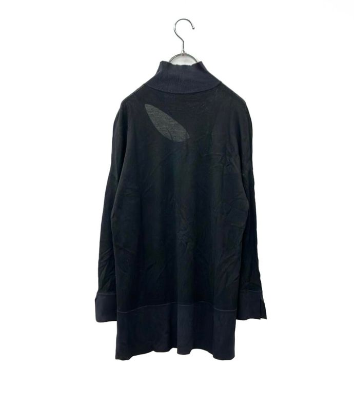 Christian Dior Long Sleeve Knit Mock Neck Slit Knit CD Button Black 5h24543am549