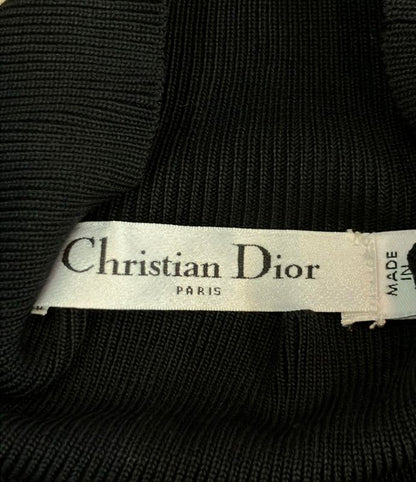 Christian Dior Long Sleeve Knit Mock Neck Slit Knit CD Button Black 5h24543am549