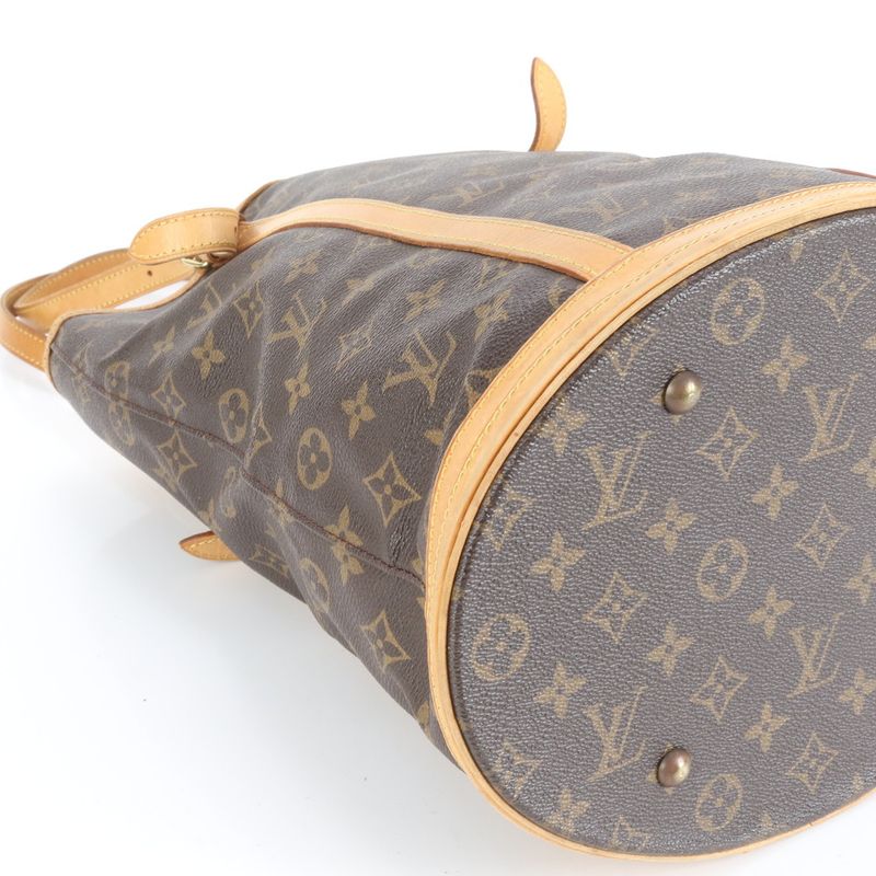 Louis Vuitton Monogram Bucket GM M42236 Leather Tote Bag Shoulder Brown A4