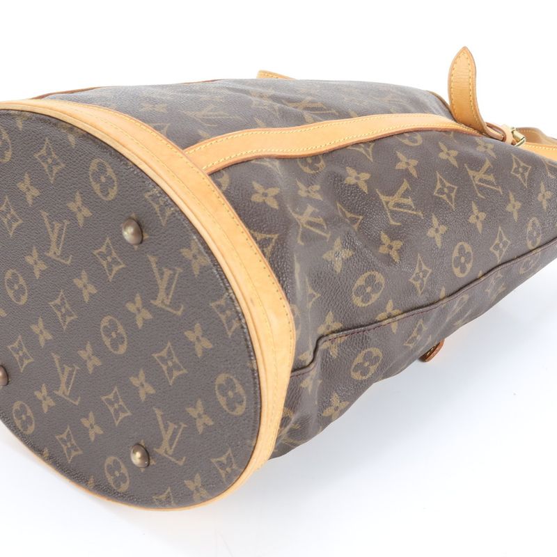 Louis Vuitton Monogram Bucket GM M42236 Leather Tote Bag Shoulder Brown A4