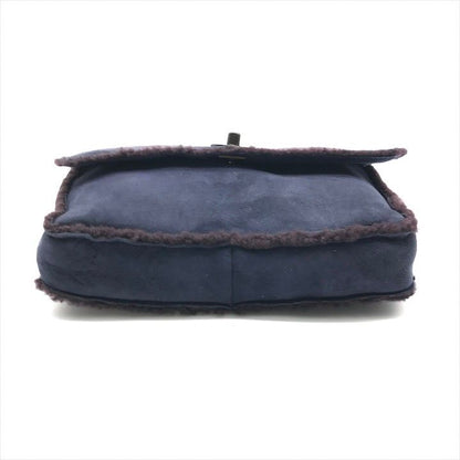 Chanel CC Logo Turnlock Mouton Hand Clutch Navy