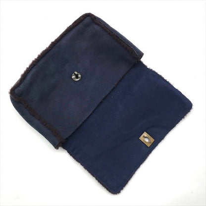 Chanel CC Logo Turnlock Mouton Hand Clutch Navy