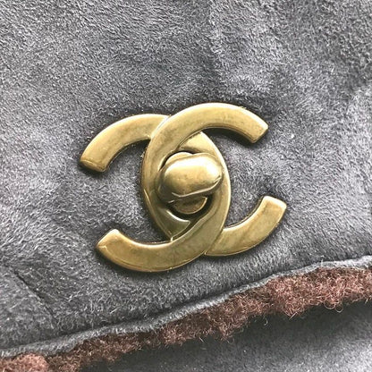 Chanel CC Logo Turnlock Mouton Hand Clutch Navy