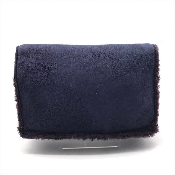 Chanel CC Logo Turnlock Mouton Hand Clutch Navy