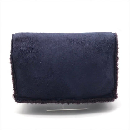 Chanel CC Logo Turnlock Mouton Hand Clutch Navy