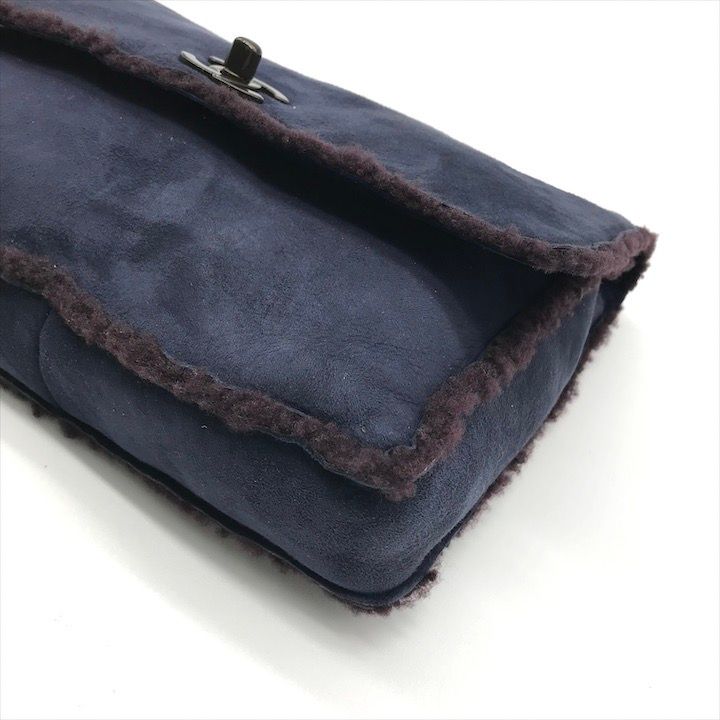Chanel CC Logo Turnlock Mouton Hand Clutch Navy